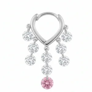 925 silver drop earrings with pink cascade design