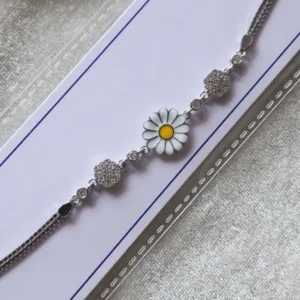925 Silver Floral Daisy Bracelet Rakhi